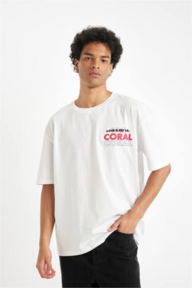 Oversize Fit Crew Neck Back Printed T-Shirt