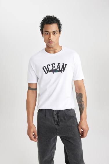 Regular Fit Crew Neck Printed Short Sleeve T-Shirt