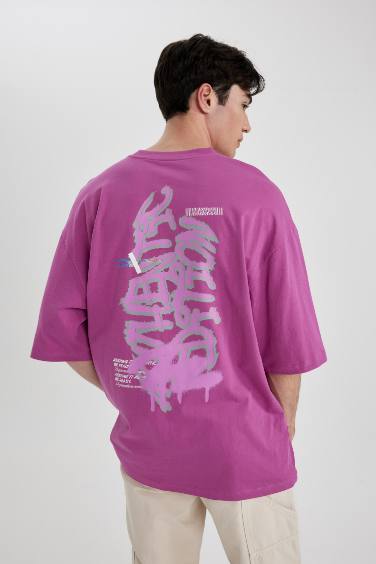 Loose Fit Crew Neck Back Printed T-Shirt