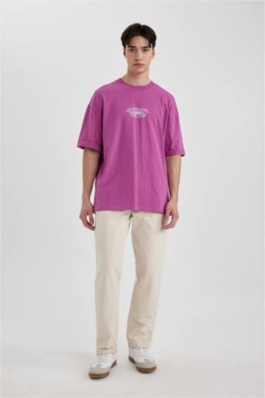 تيشيرت نص ردن قصة فضفاضة بياخة مستديرة