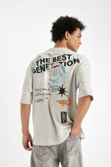 Loose Fit Crew Neck Back Printed T-Shirt