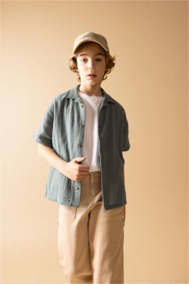 Рубашка оверсайз с коротким рукавом для мальчиков