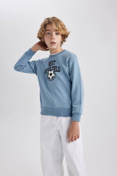 Boy Crew Neck Printed Thick Sweatshirt