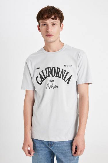 Regular Fit Crew Neck Printed Short Sleeve T-Shirt