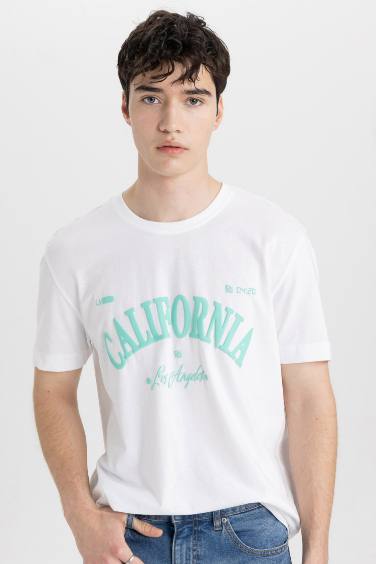 Regular Fit Crew Neck Printed Short Sleeve T-Shirt