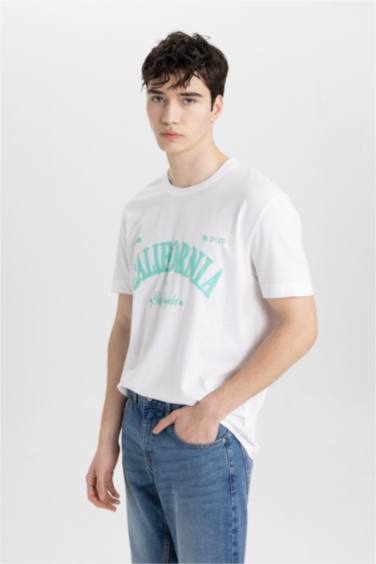Regular Fit Crew Neck Printed Short Sleeve T-Shirt