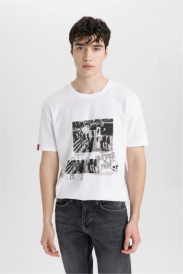 Regular Fit Crew Neck Printed Short Sleeve T-Shirt