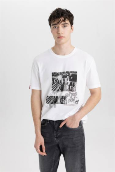 Regular Fit Crew Neck Printed Short Sleeve T-Shirt