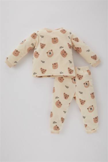Baby Boy Safari Printed Velvet Cotton 2 Piece Pajama Set