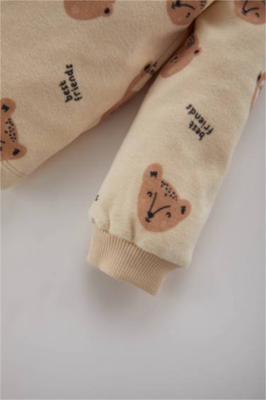 Baby Boy Safari Printed Velvet Cotton 2 Piece Pajama Set