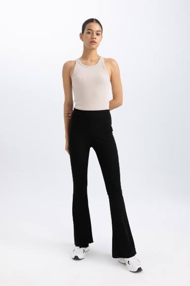DeFactoFit Flare Fit Standard Length Ribbed Trousers