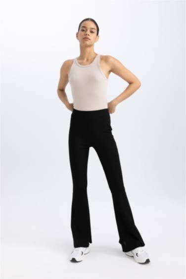 DeFactoFit Flare Fit Standard Length Ribbed Trousers