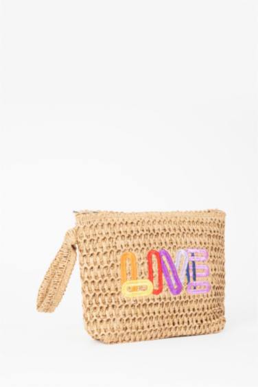 Woman Colorful Live Embroidered Straw Handbag