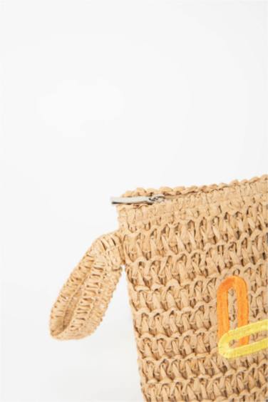 Woman Colorful Live Embroidered Straw Handbag