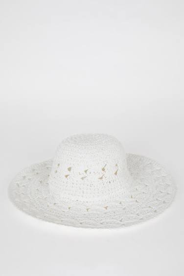 طاقية خوص أبيض حريمي