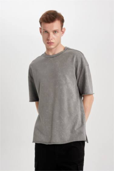 Comfort Regular Fit Relaxed Fit Crew Neck Washed Effect T-Shirt