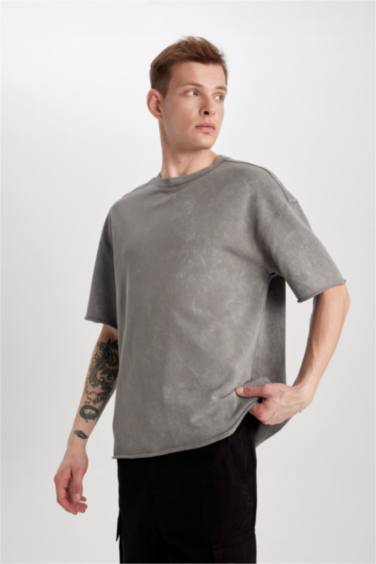 Comfort Regular Fit Relaxed Fit Crew Neck Washed Effect T-Shirt
