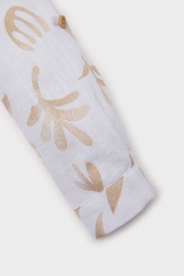 قميص اولادي كم طويل مطبوع قصة عادية