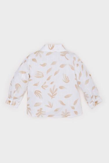 قميص اولادي كم طويل مطبوع قصة عادية