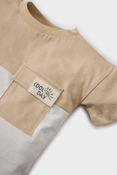 T-Shirt À Manches Courtes Bloc De Couleur Col Rond pour BéBé Garçon