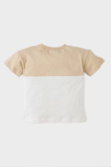 T-Shirt À Manches Courtes Bloc De Couleur Col Rond pour BéBé Garçon