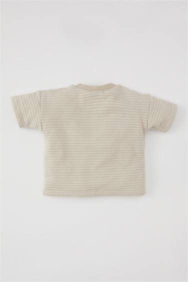 T-Shirt à Manches Courtes à Rayures et Col rond pour Bébé Garçon