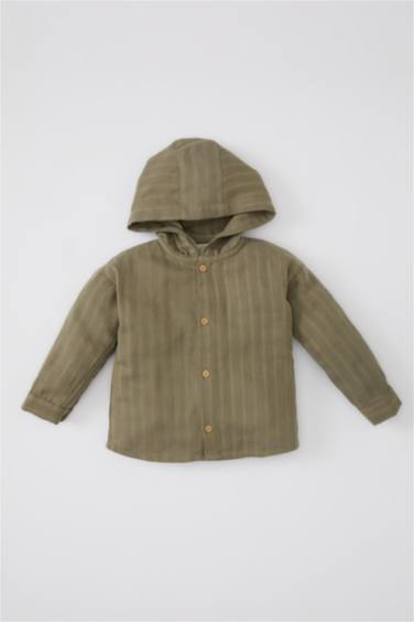 Chemise à Manches Longues Texturée à Capuche Pour Bébé Garçon
