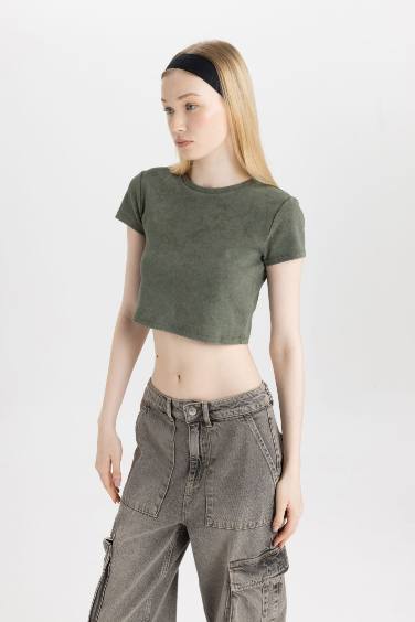 T-Shirt Slim à Effet usé et à manches courtess