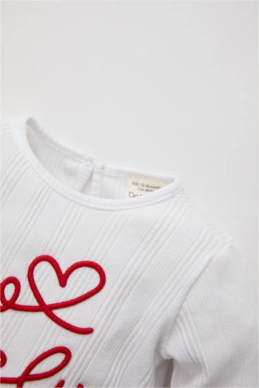 Baby Girl Crew Neck Printed Ribbed Camisole T-Shirt