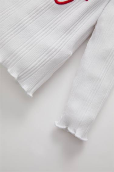 Baby Girl Crew Neck Printed Ribbed Camisole T-Shirt