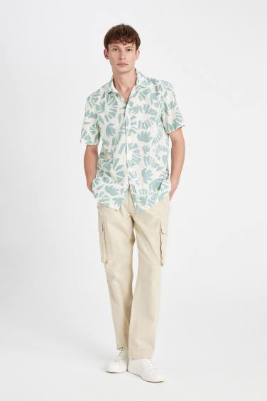 Wide Leg With Cargo Pocket Linen Look Trousers