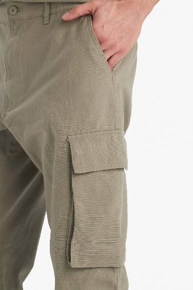 Wide Leg With Cargo Pocket Linen Look Trousers