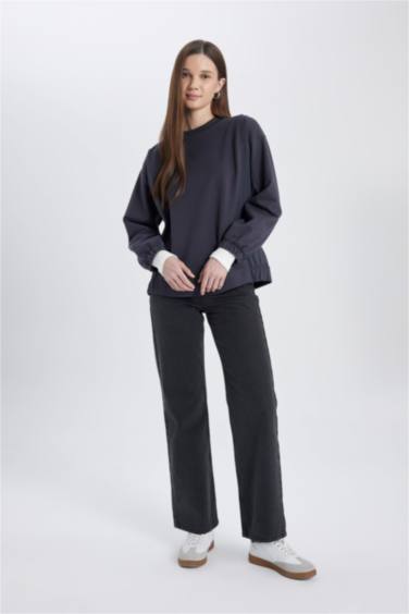 قميص طويل قصة عادية بكم طويل