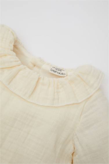 Body en Mousseline à Manches Longues et à Boutons pour Nouveau-Né