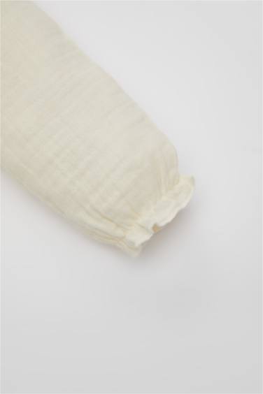 Body en Mousseline à Manches Longues et à Boutons pour Nouveau-Né