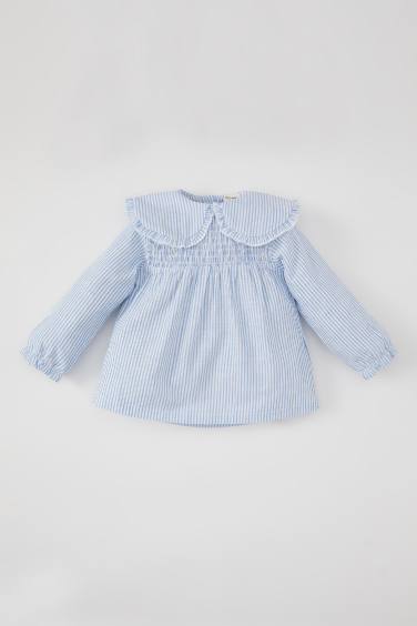 Chemise en Popeline à Manches Longues Pour Bébé Fille