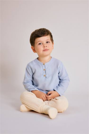 طقم ولادي قميص وسروال موسلين - قطعتين