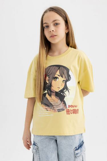 Girl Oversize Fit Printed Short Sleeve T-Shirt