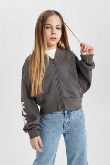 Girl Hooded Zippered Sweatshirt