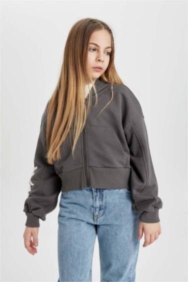 Girl Hooded Zippered Sweatshirt