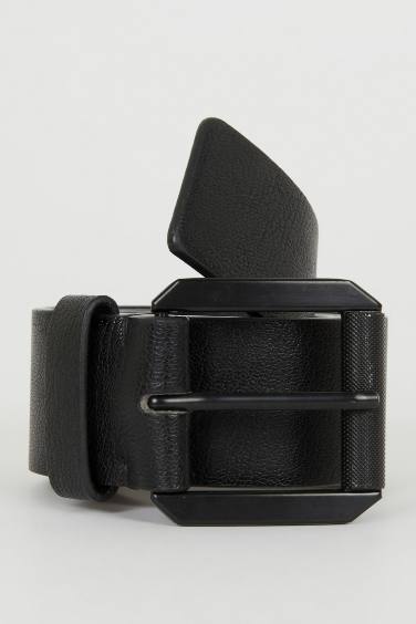 Man Faux Leather Belt with Bag