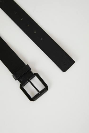 Man Faux Leather Belt with Bag