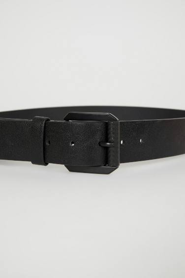 Man Faux Leather Belt with Bag