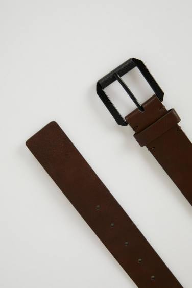 Man Faux Leather Belt with Bag