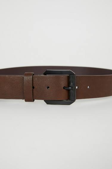 Man Faux Leather Belt with Bag