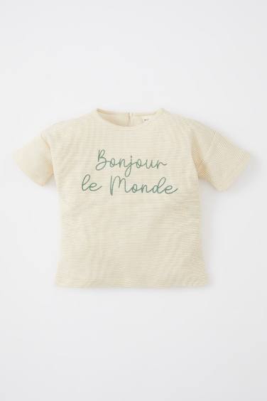 Baby Girl Crew Neck Slogan Printed T-Shirt