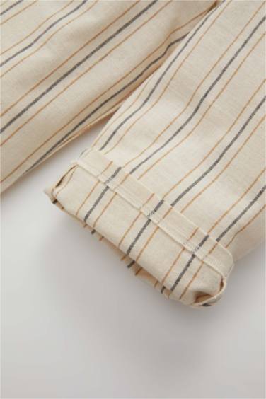 Baby Girl Regular Fit Wide Leg Striped Trousers