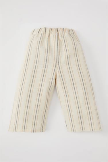 Baby Girl Regular Fit Wide Leg Striped Trousers