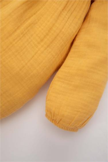 فستان بناتي موسلين قصة عادية كم طويل