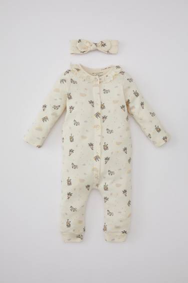 Baby Girl Newborn Jumpsuit Hair Band 2 Piece Set